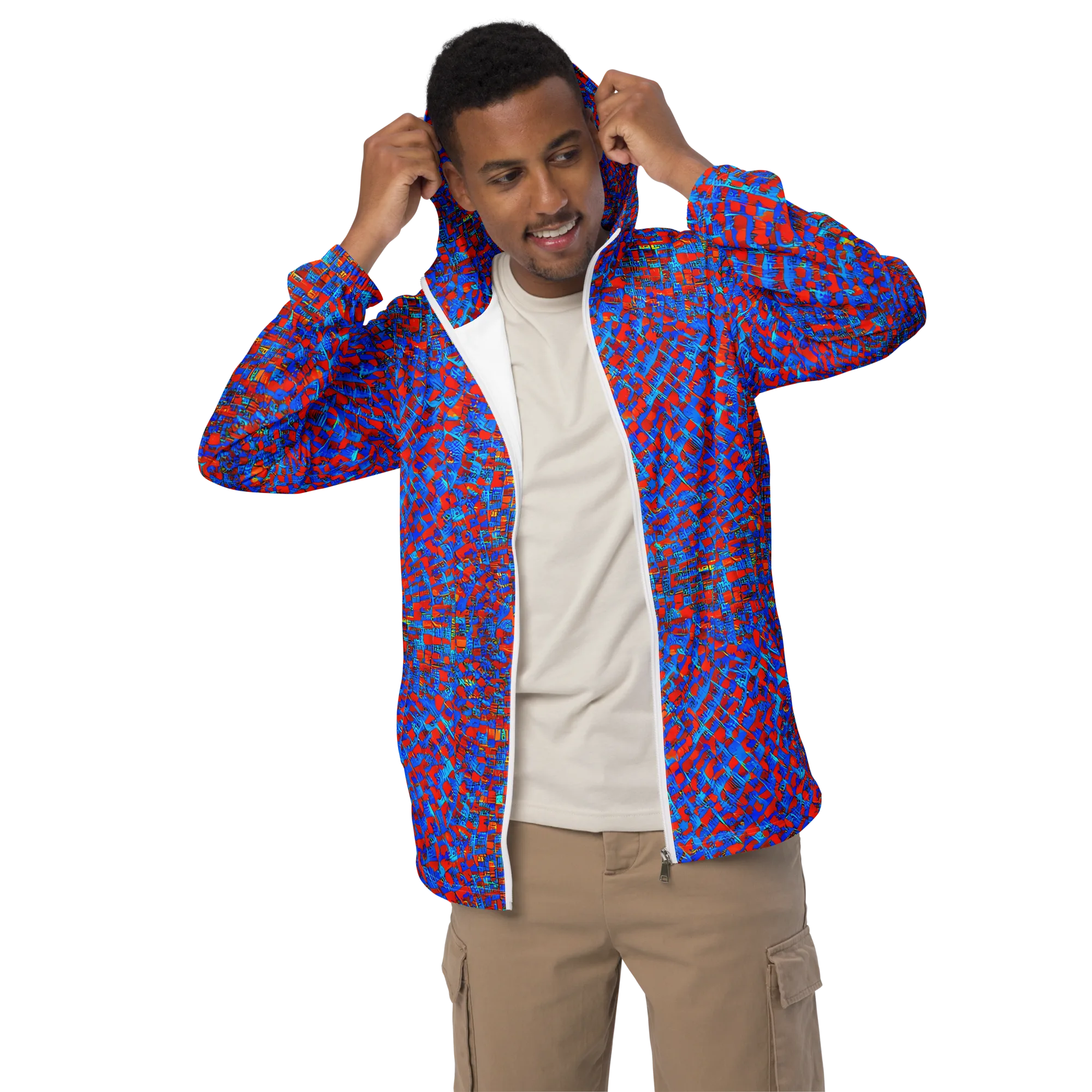 Neon City Grid on Men's Windbreaker — Front