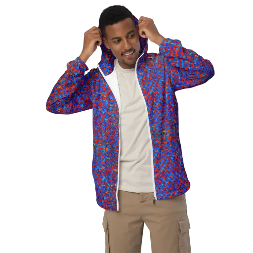 Neon City Grid on a Men's Windbreaker