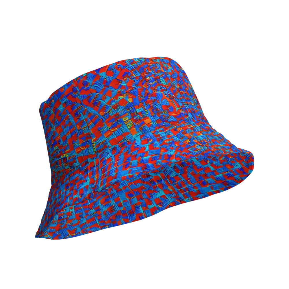 Neon City Grid on Reversible Bucket Hat — Product details Outside