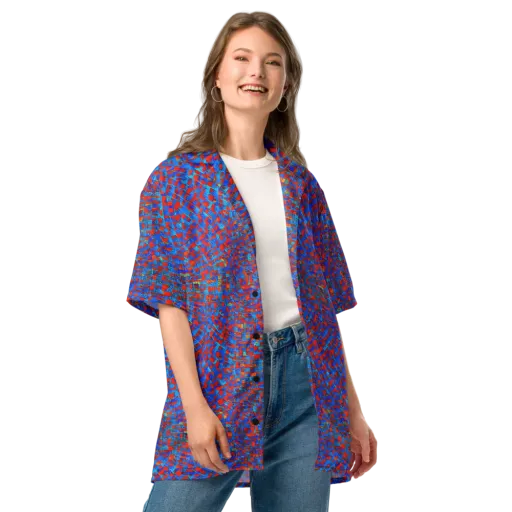 Neon City Grid on a Button Shirt