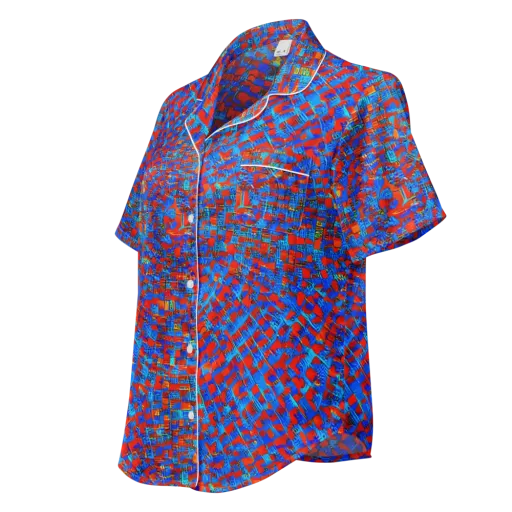 Neon City Grid on a Women's Short Sleeve Pajama Top