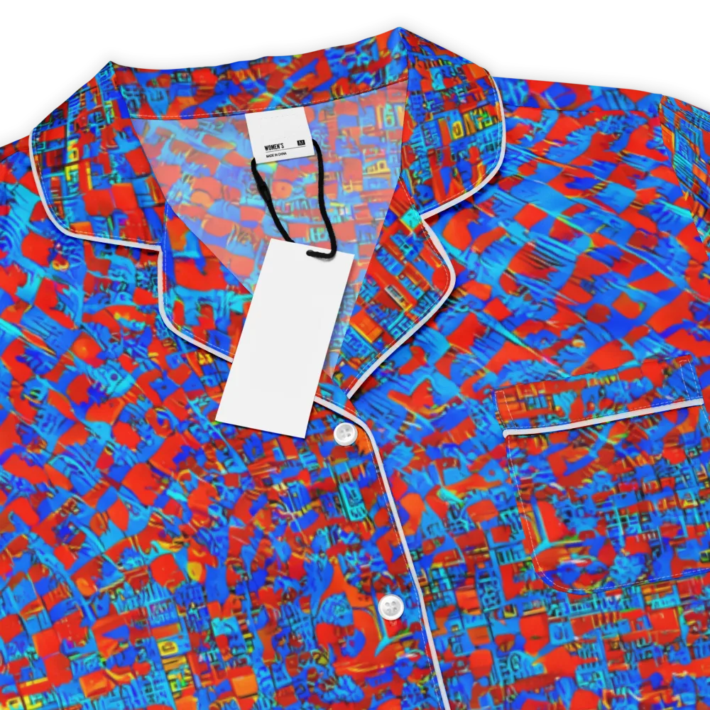 Neon City Grid on Women's Short Sleeve Pajama Top — Product details