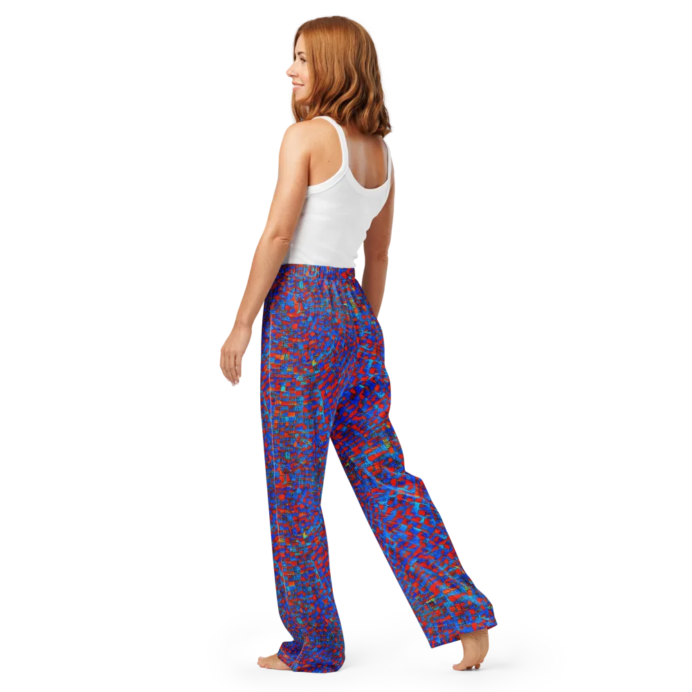Neon City Grid on Women's Pajama Pants — Back