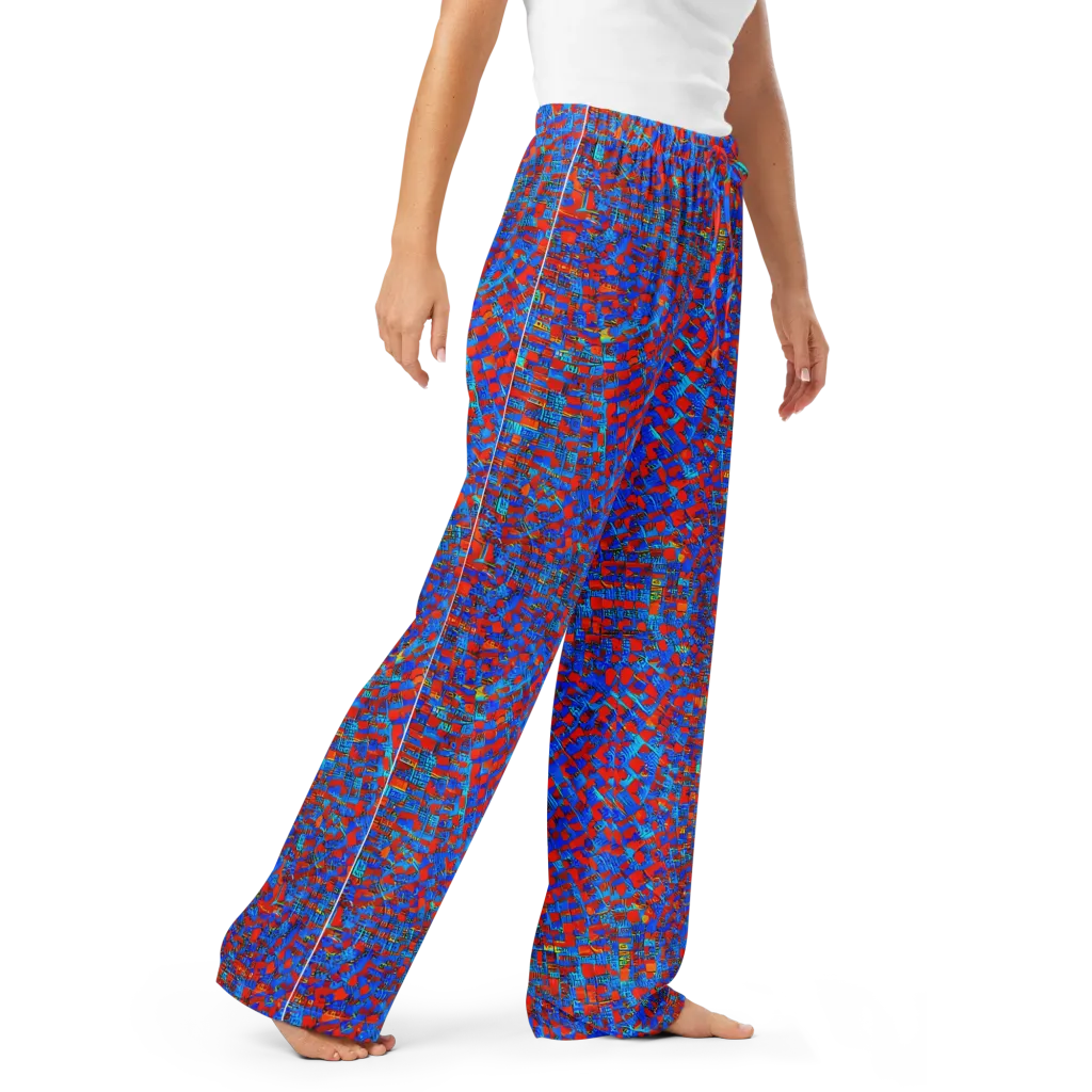 Neon City Grid on Women's Pajama Pants — Right Front