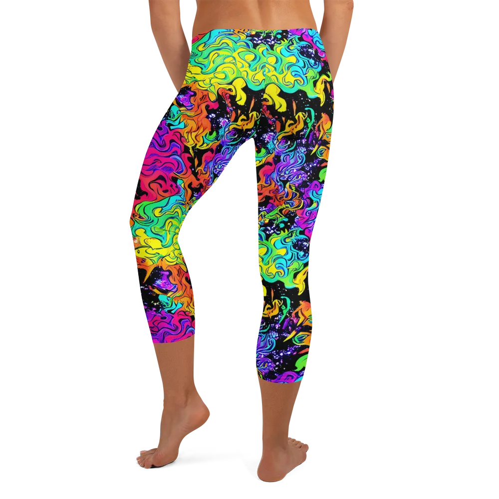 Rainbow Voltage on Capri Leggings — Back