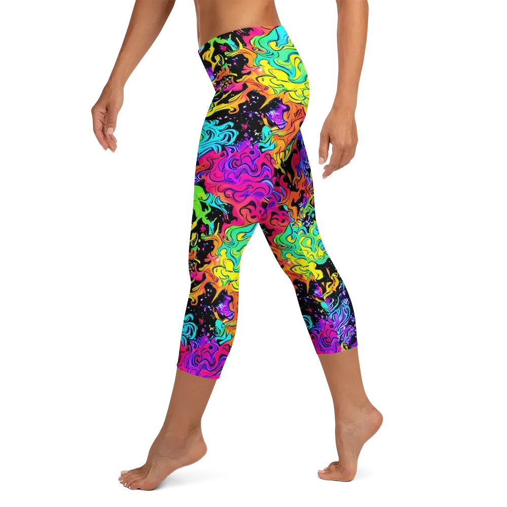 Rainbow Voltage on Capri Leggings — Left