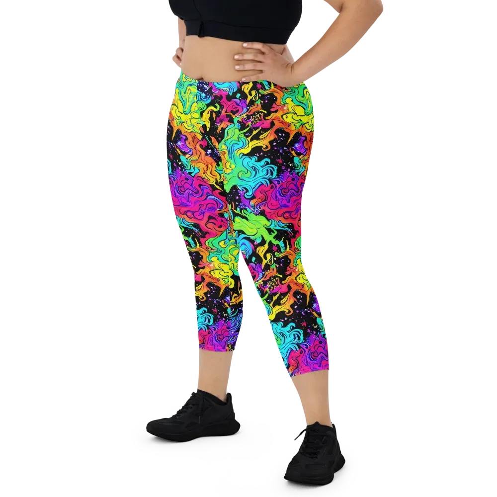 Rainbow Voltage on Capri Leggings — Front