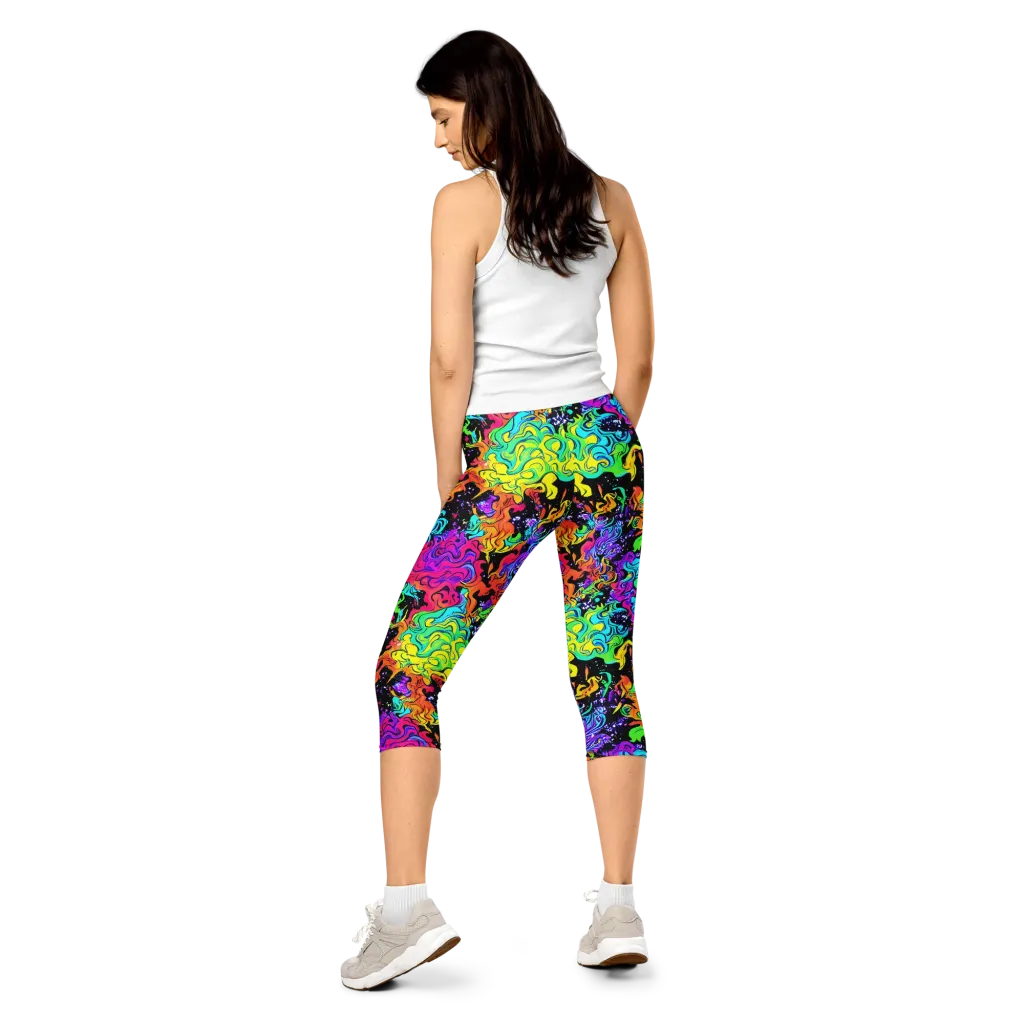 Rainbow Voltage on Capri Leggings — Back