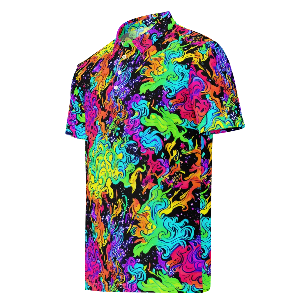 Rainbow Voltage on Men's Slim Fit Polo Shirt — Left Front