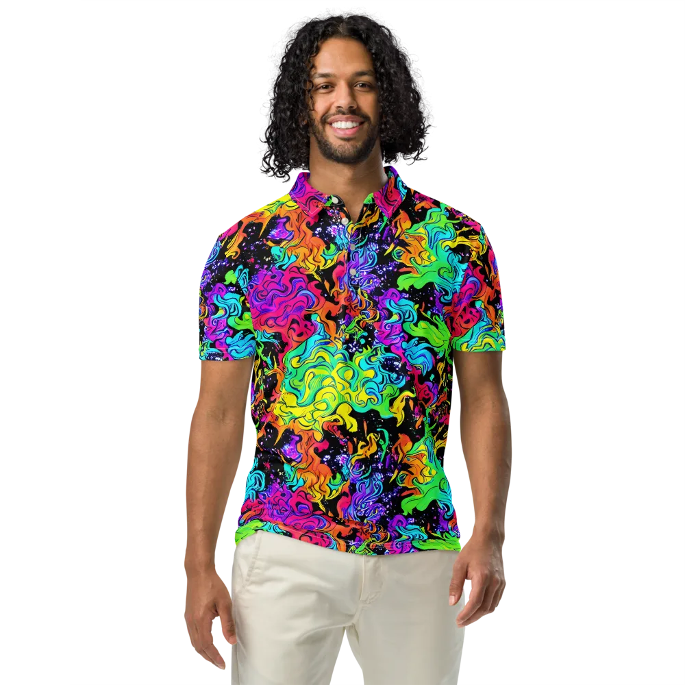 Rainbow Voltage on Men's Slim Fit Polo Shirt — Front