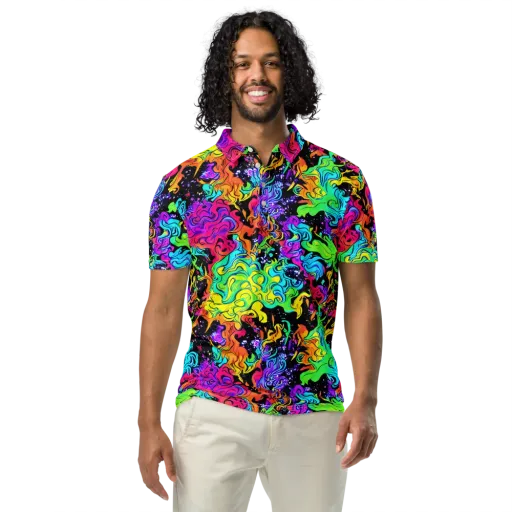 Rainbow Voltage on a Men's Slim Fit Polo Shirt