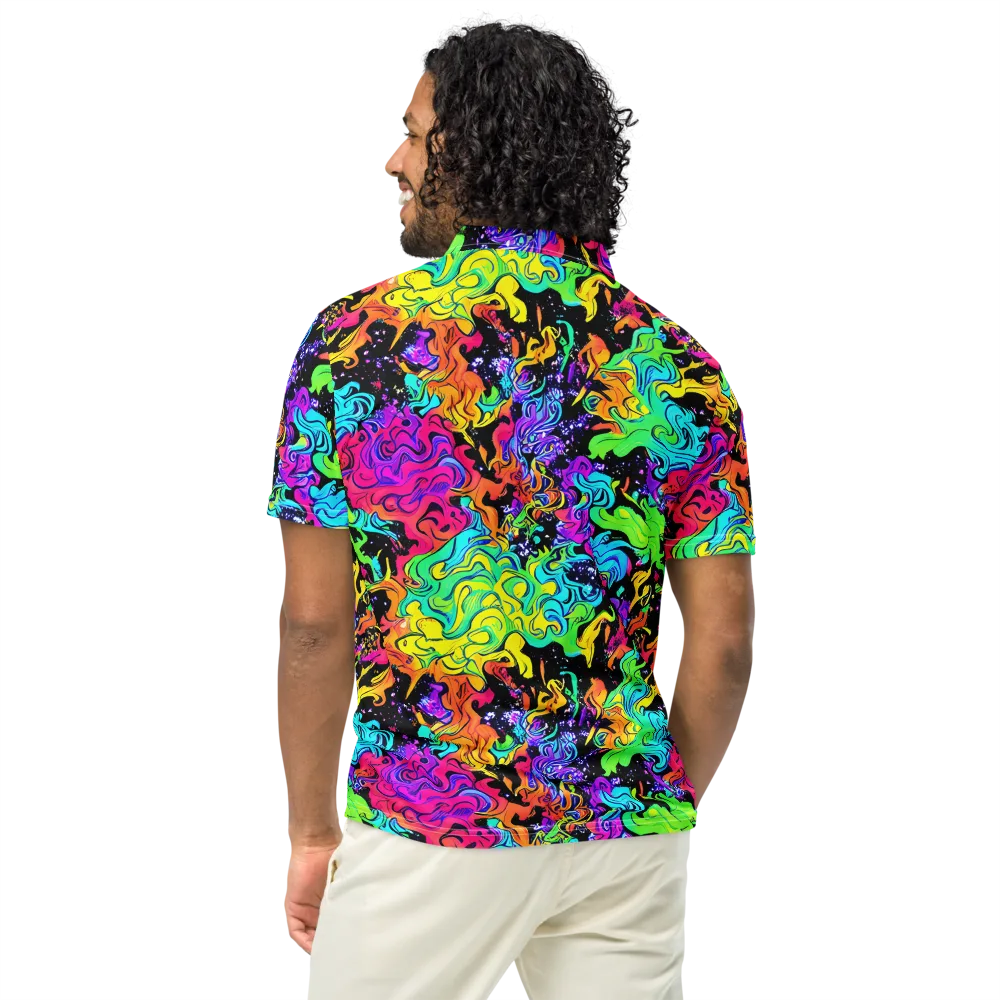 Rainbow Voltage on Men's Slim Fit Polo Shirt — Back
