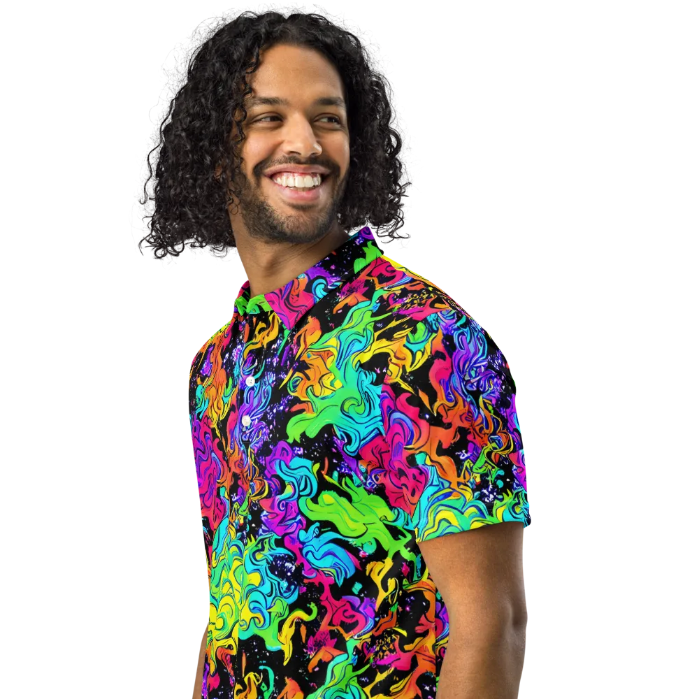 Rainbow Voltage on Men's Slim Fit Polo Shirt — Left Front