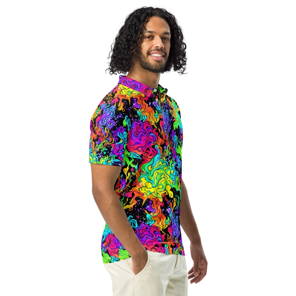 Rainbow Voltage on Men's Slim Fit Polo Shirt — Right Front