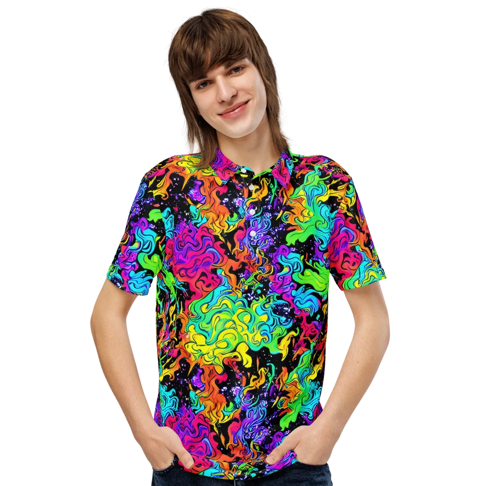 Rainbow Voltage on Men's Slim Fit Polo Shirt — Front