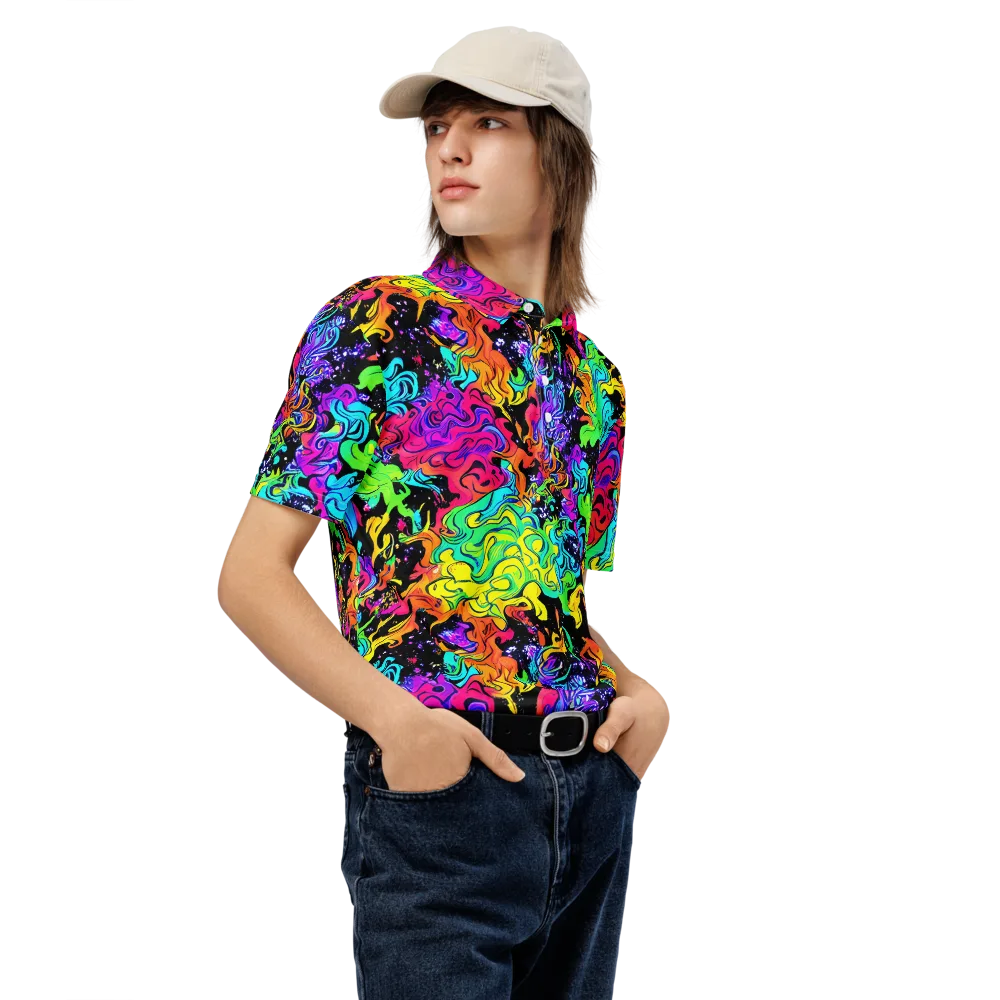 Rainbow Voltage on Men's Slim Fit Polo Shirt — Right Front
