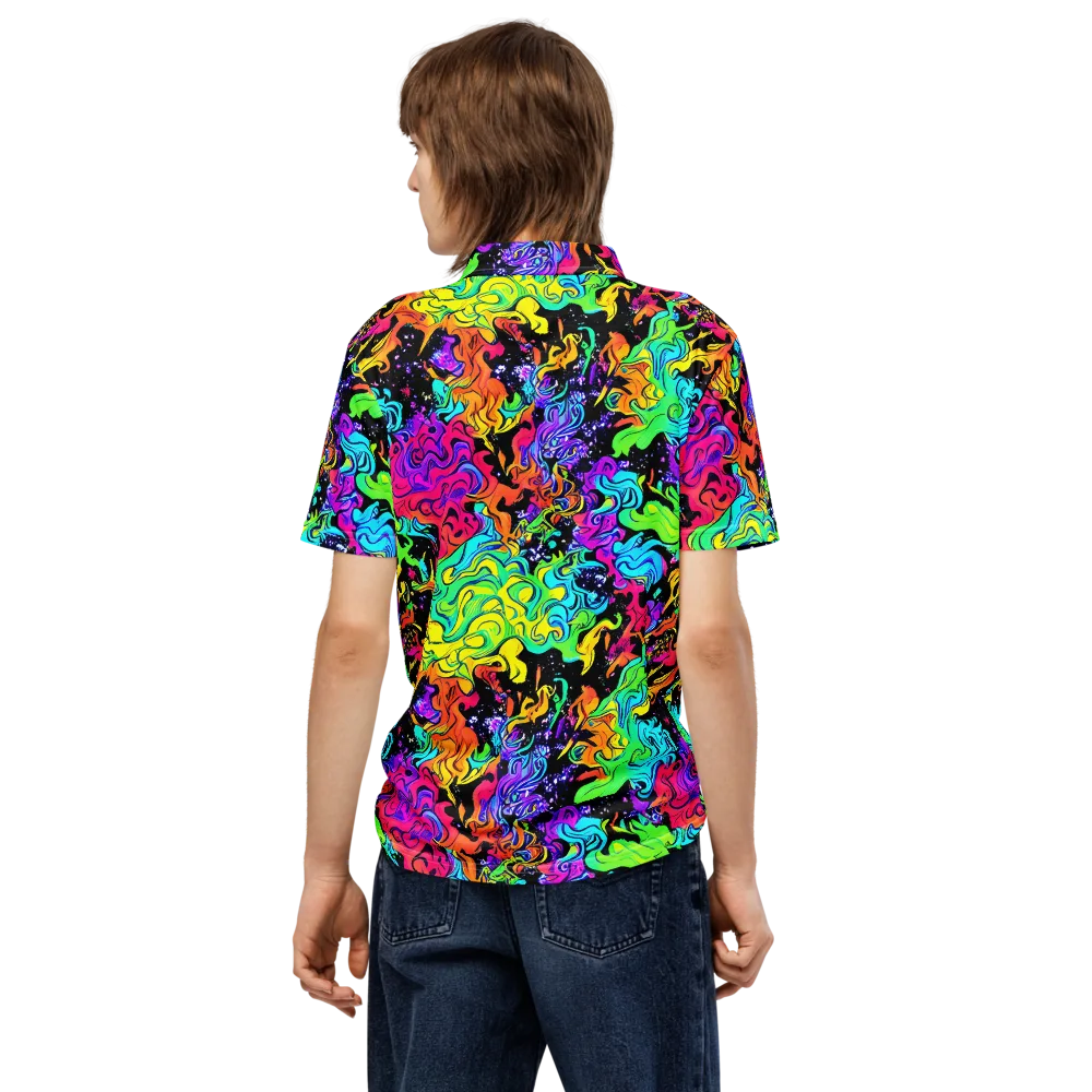 Rainbow Voltage on Men's Slim Fit Polo Shirt — Back