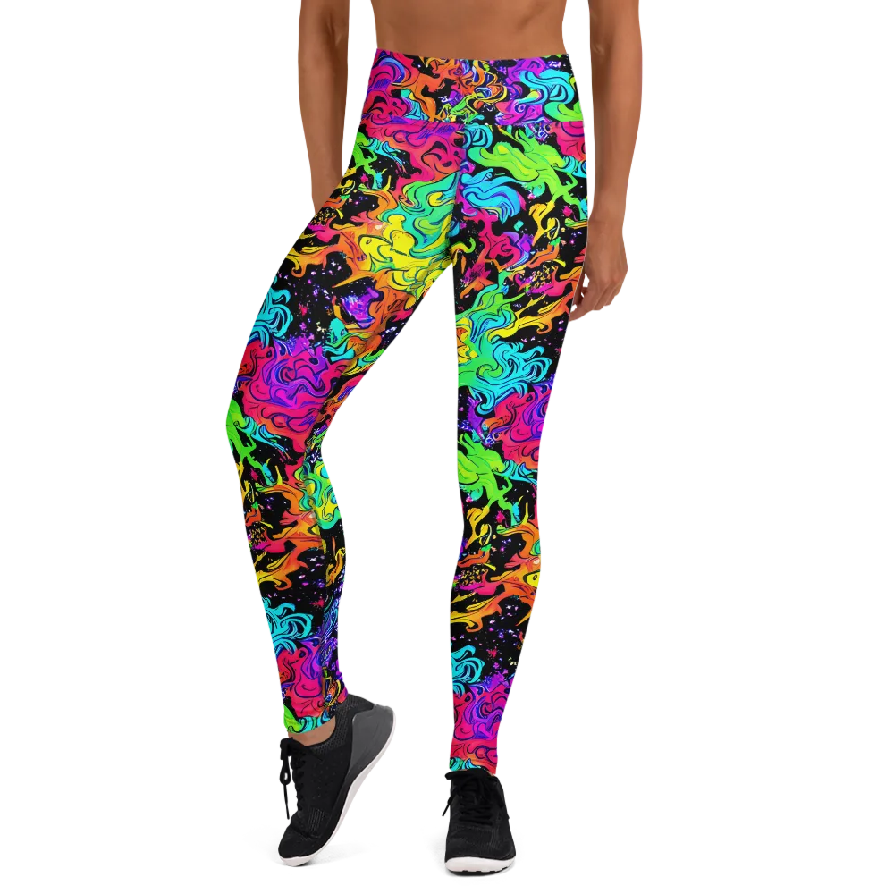 Rainbow Voltage on Yoga Leggings — Front