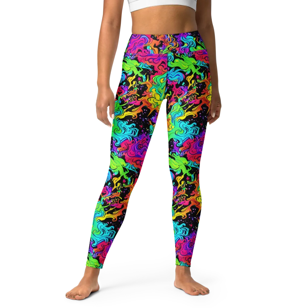 Rainbow Voltage on Yoga Leggings — Front
