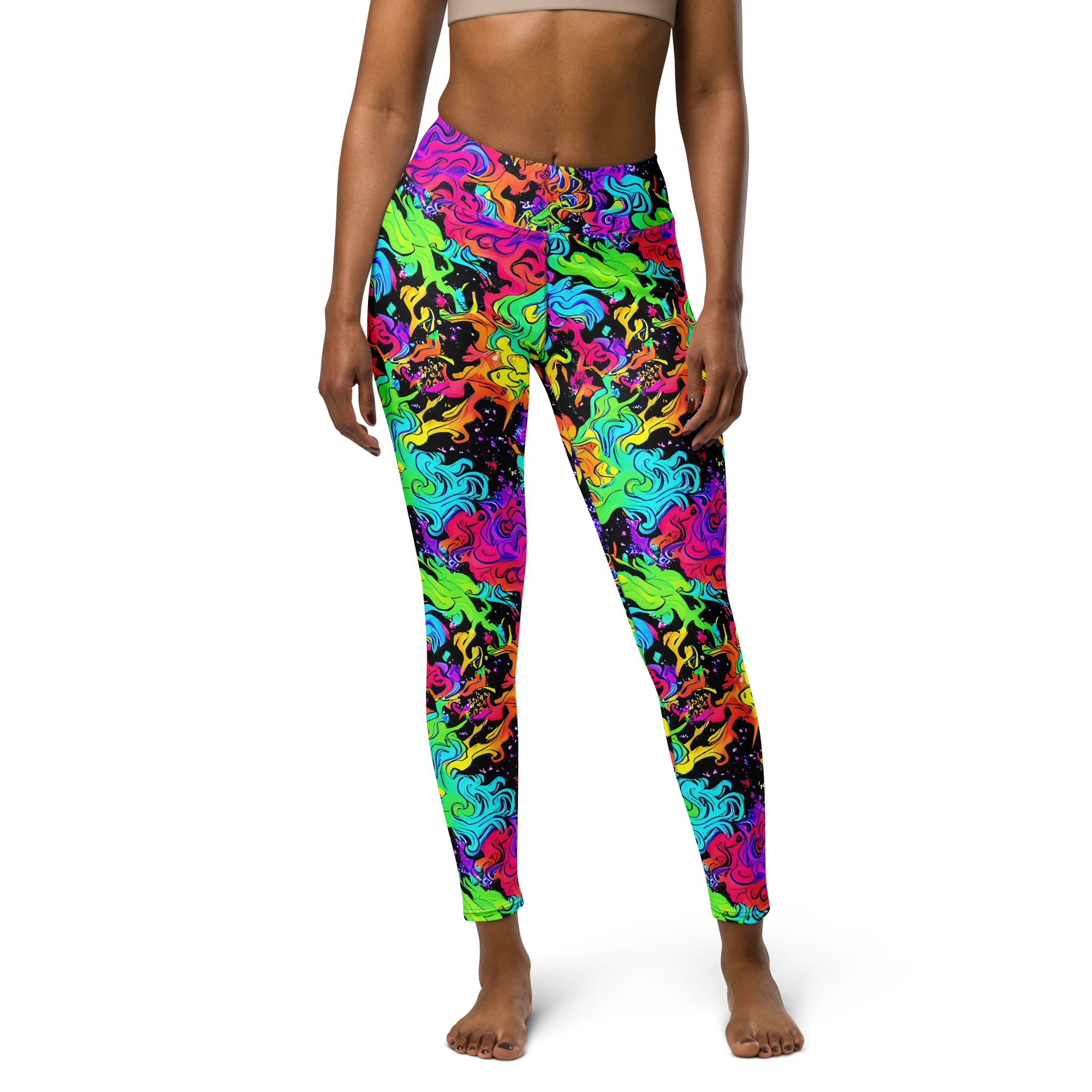 Rainbow Voltage on Yoga Leggings — Front