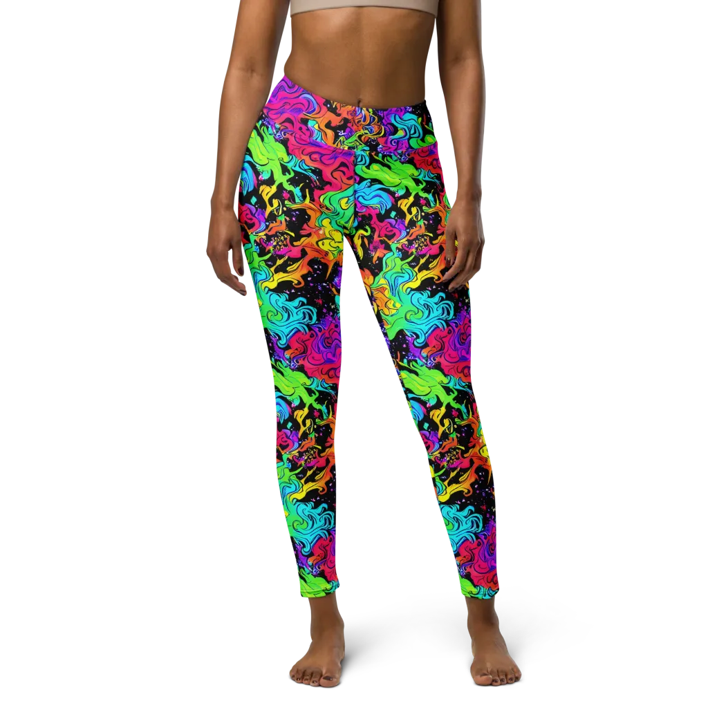 Rainbow Voltage on Yoga Leggings — Front