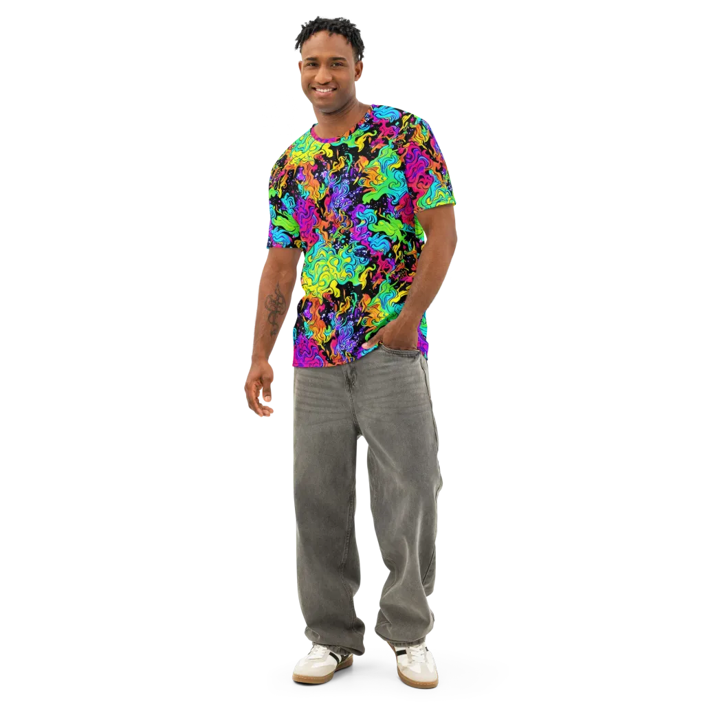 Rainbow Voltage on Men's Cotton Crew Neck T-Shirt — Front
