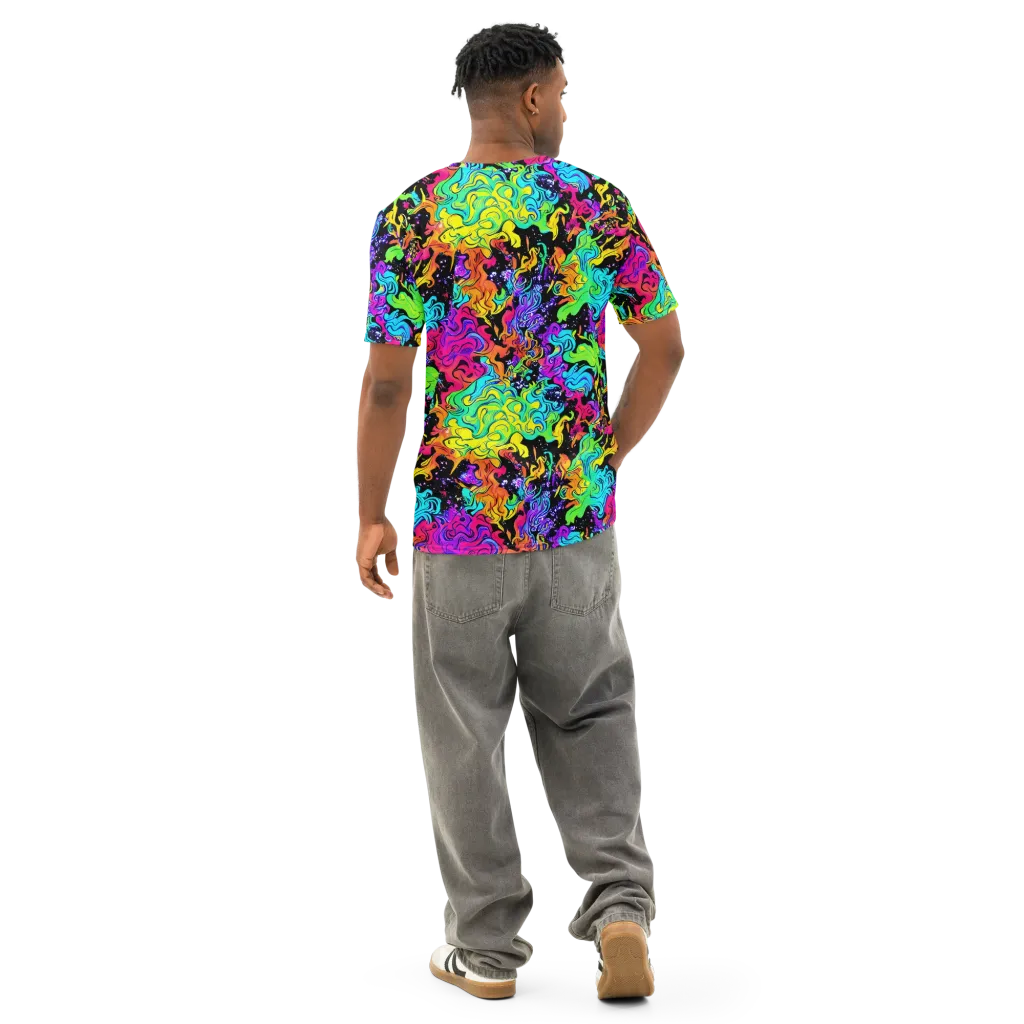 Rainbow Voltage on Men's Cotton Crew Neck T-Shirt — Back