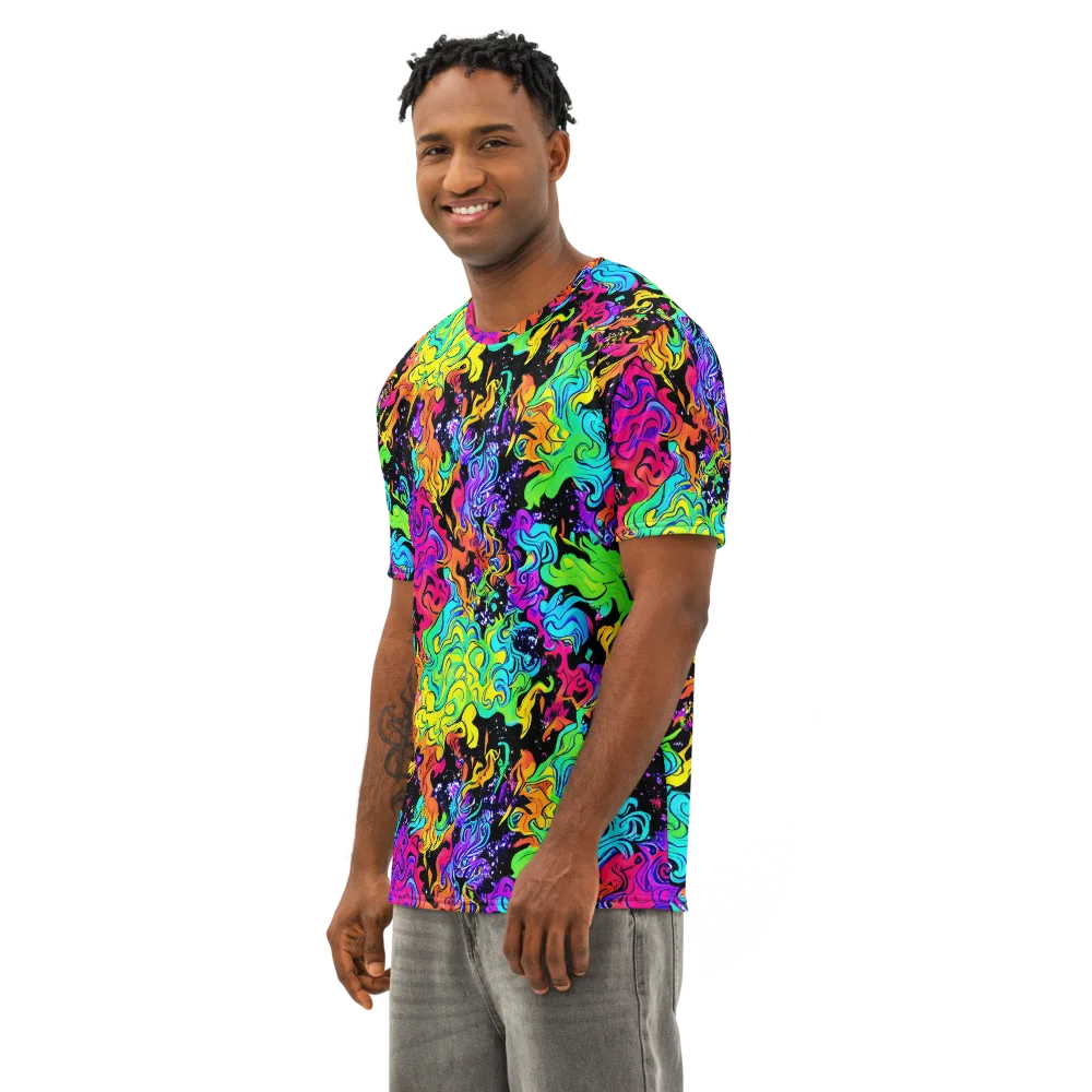 Rainbow Voltage on Men's Cotton Crew Neck T-Shirt — Left Front
