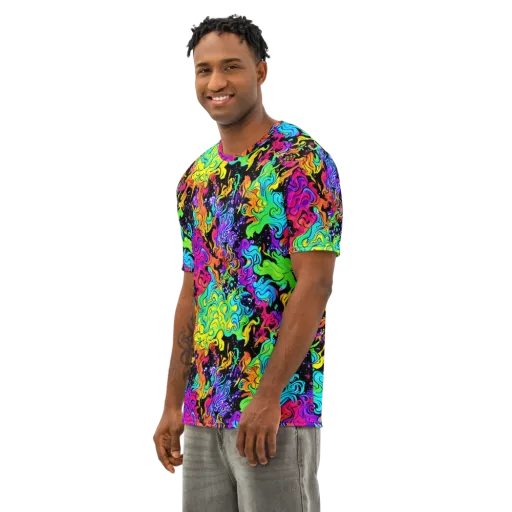 Rainbow Voltage on a Men's Cotton Crew Neck T-Shirt
