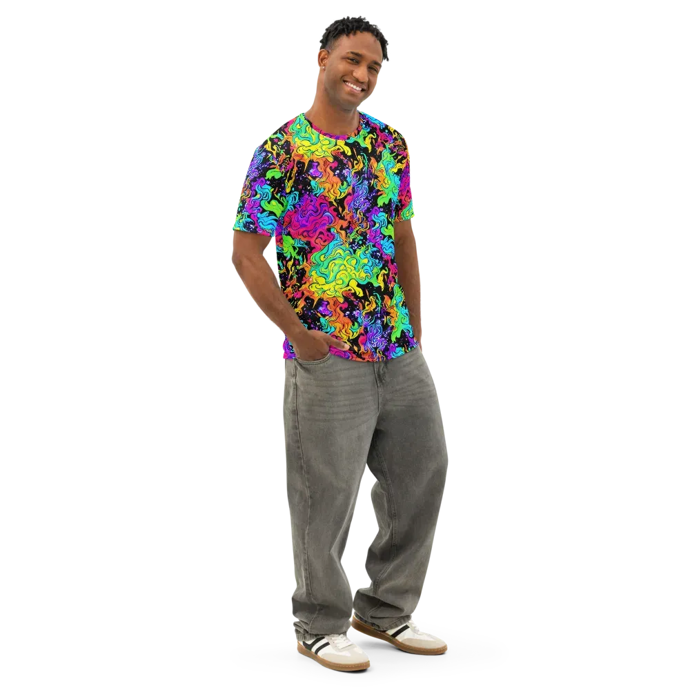 Rainbow Voltage on Men's Cotton Crew Neck T-Shirt — Right Front