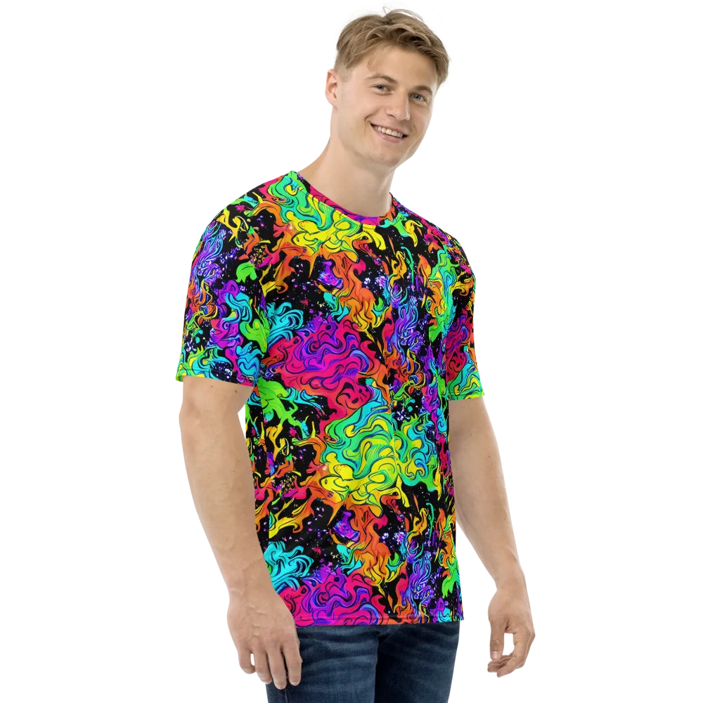 Rainbow Voltage on Men's Crew Neck T-Shirt — Right