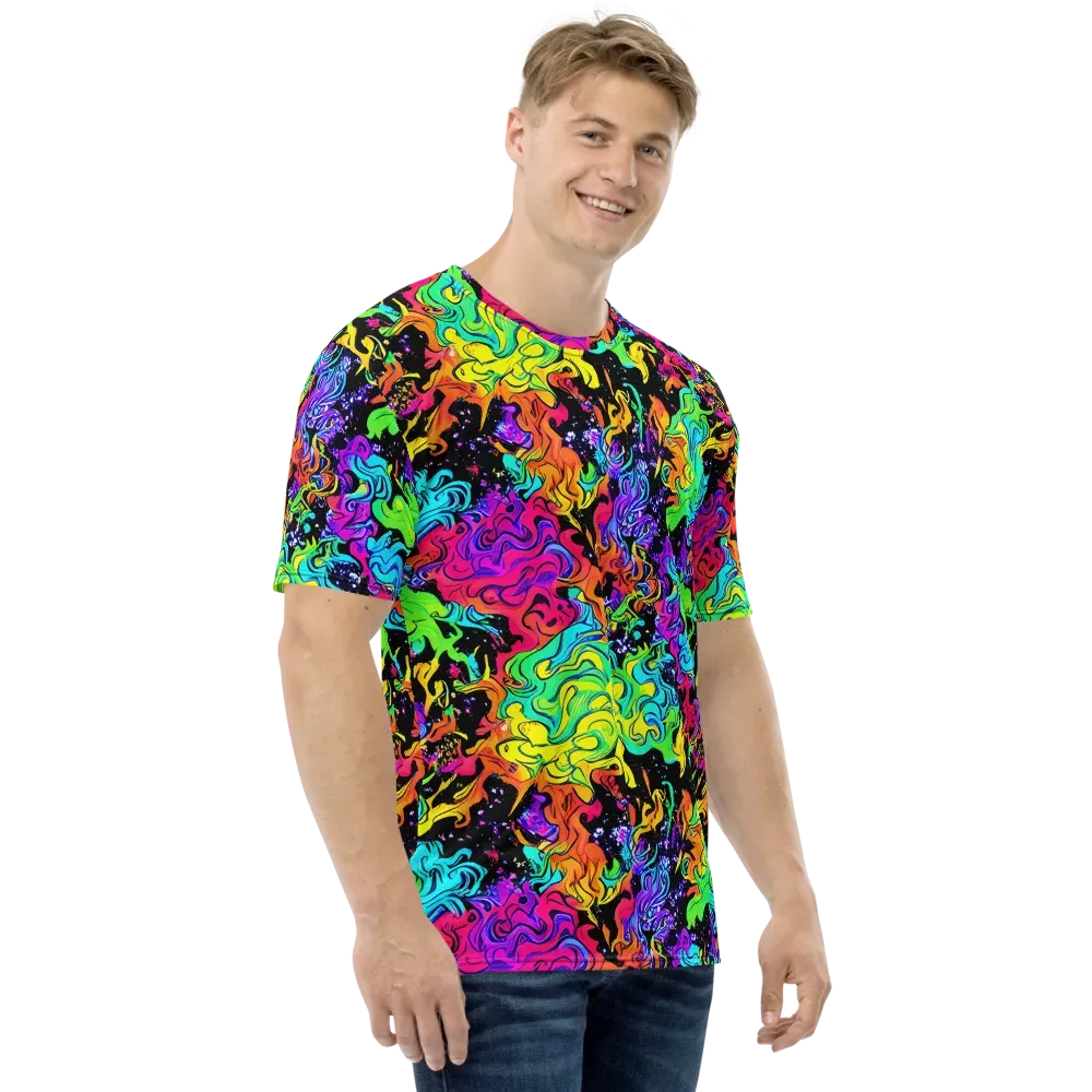 Rainbow Voltage on Men's Crew Neck T-Shirt — Right