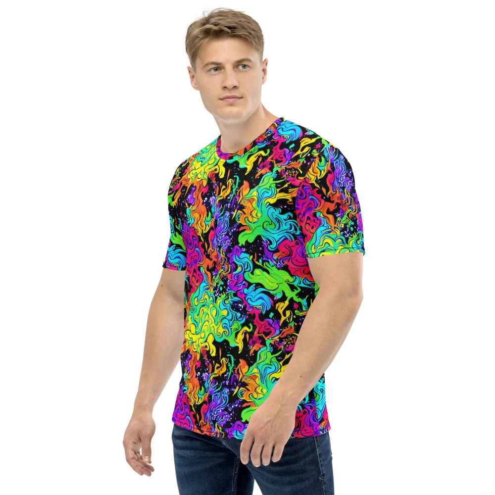 Rainbow Voltage on Men's Crew Neck T-Shirt — Left