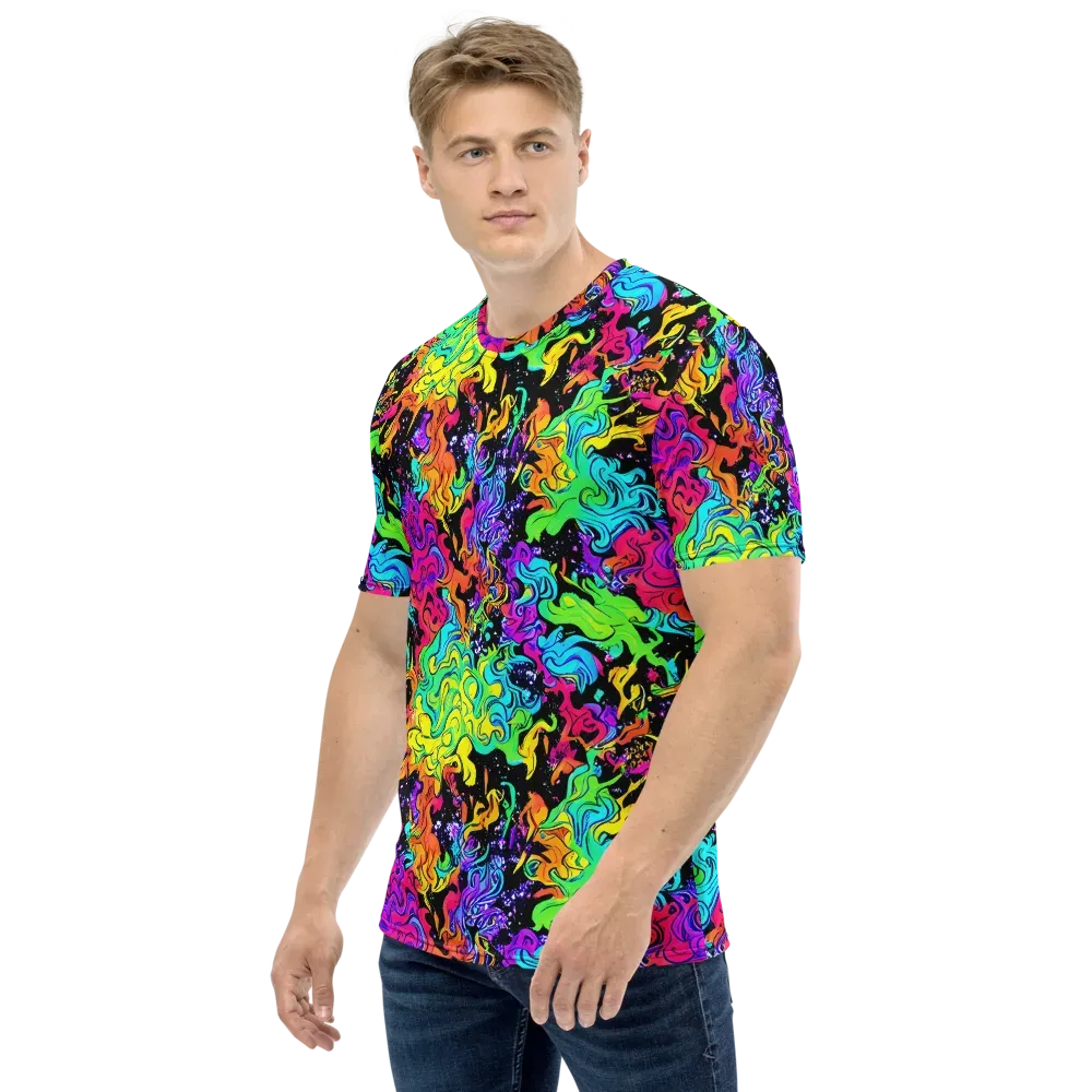 Rainbow Voltage on Men's Crew Neck T-Shirt — Left
