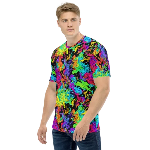 Rainbow Voltage on a Men's Crew Neck T-Shirt