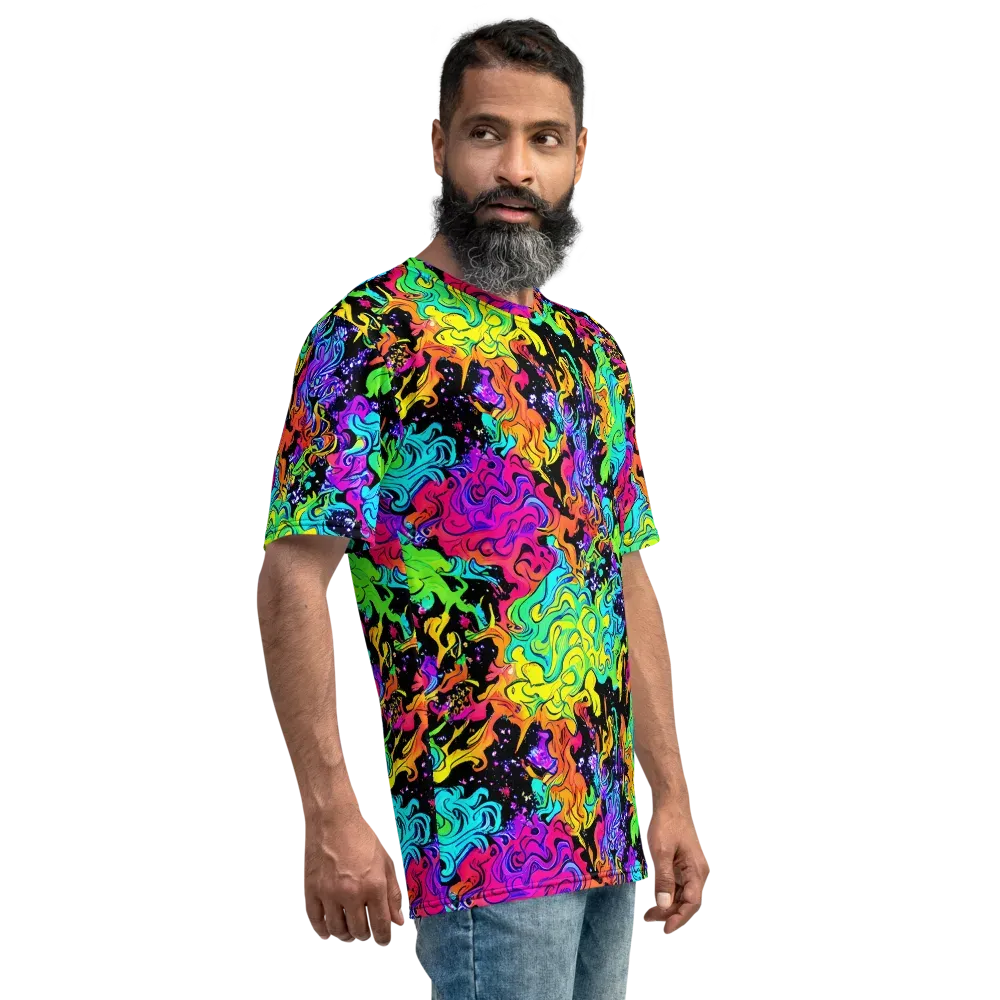 Rainbow Voltage on Men's Crew Neck T-Shirt — Right