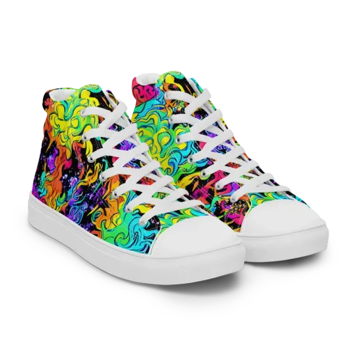 Rainbow Voltage on a Men's High Top Canvas Shoes