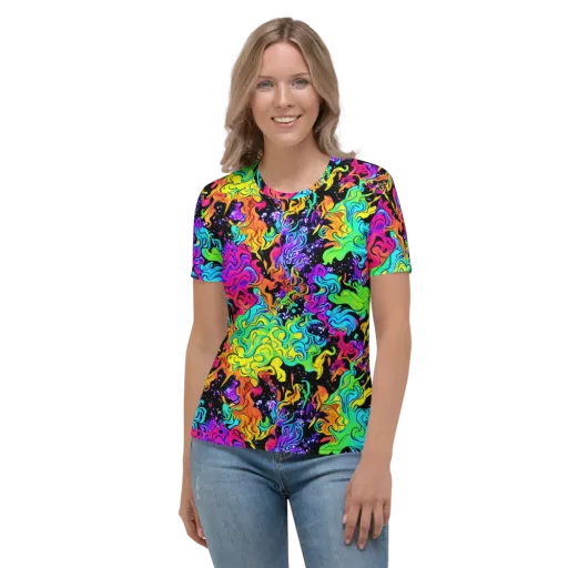 Rainbow Voltage on a Women's Crew Neck T-Shirt