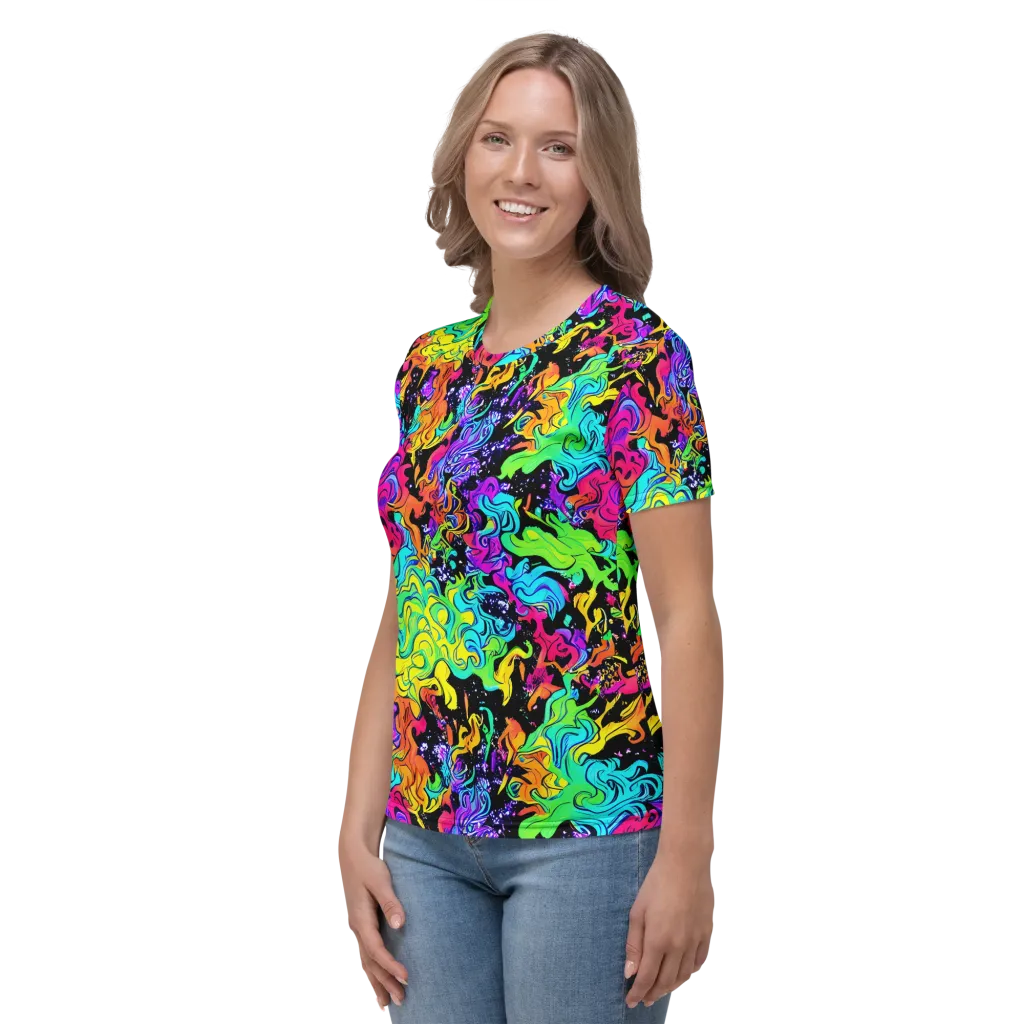 Rainbow Voltage on Women's Crew Neck T-Shirt — Left