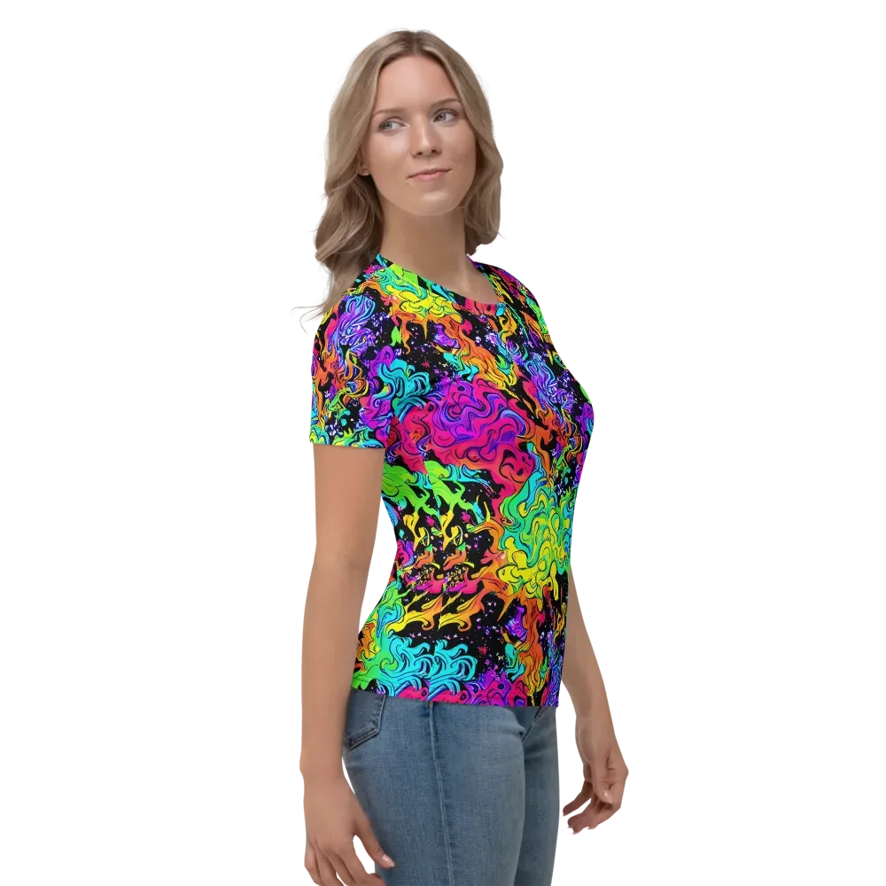 Rainbow Voltage on Women's Crew Neck T-Shirt — Right