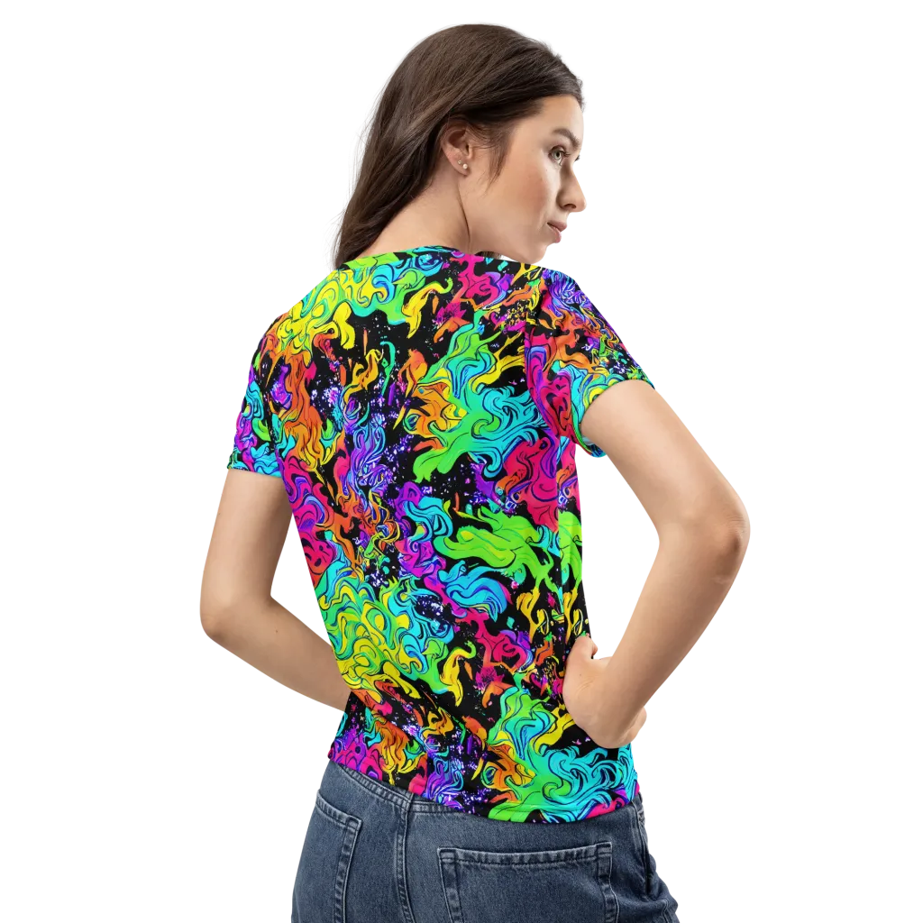 Rainbow Voltage on Women's Crew Neck T-Shirt — Back