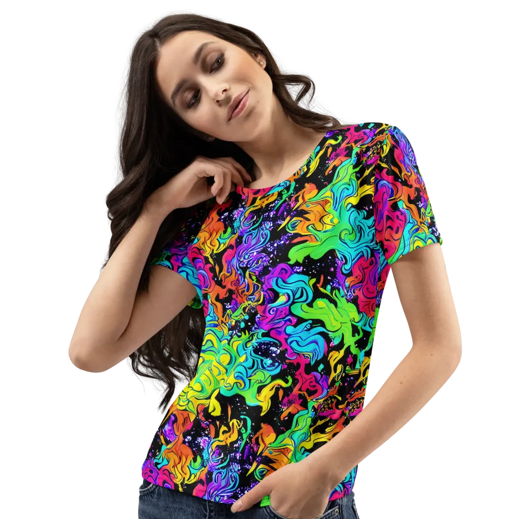 Rainbow Voltage on Women's Crew Neck T-Shirt — Left Front
