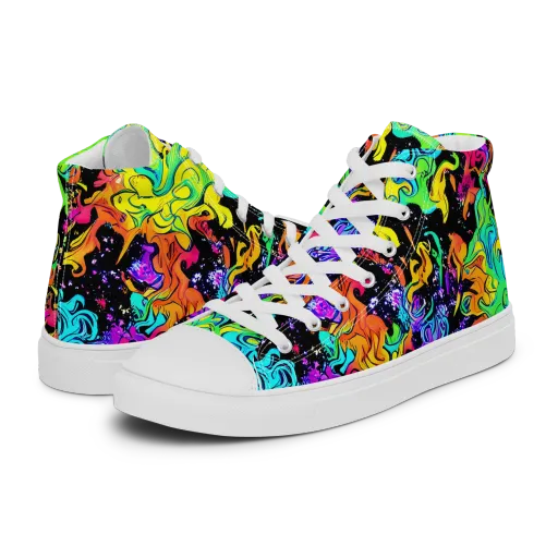 Rainbow Voltage on a Women's High Top Canvas Shoes