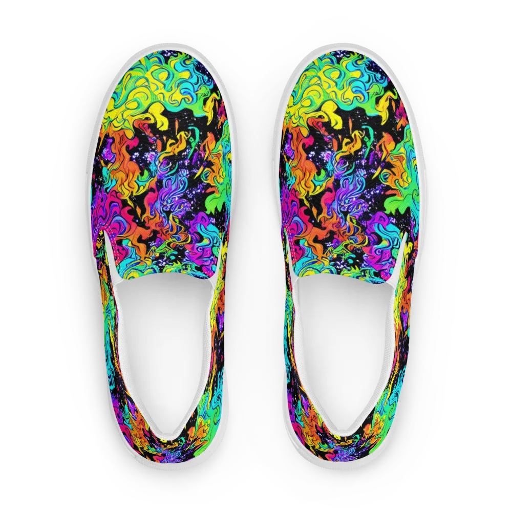 Rainbow Voltage on Men's Slip-On Canvas Shoes — Front