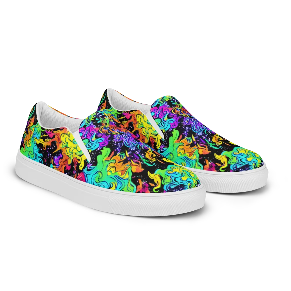 Rainbow Voltage on Men's Slip-On Canvas Shoes — Right Front