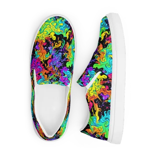 Rainbow Voltage on a Men's Slip-On Canvas Shoes