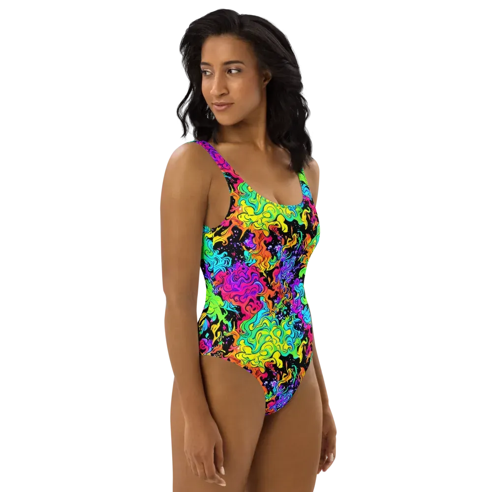 Rainbow Voltage on One-Piece Swimsuit — Right