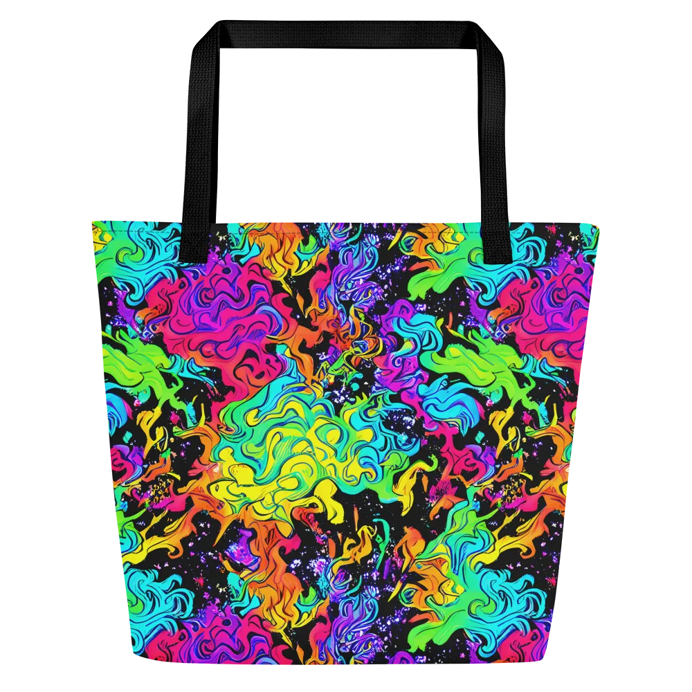 Rainbow Voltage on Large Tote Bag W/ Pocket — Front