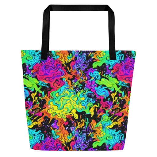 Rainbow Voltage on a Large Tote Bag W/ Pocket