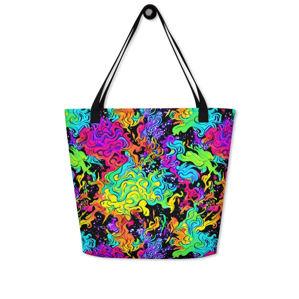 Rainbow Voltage on Large Tote Bag W/ Pocket — Front